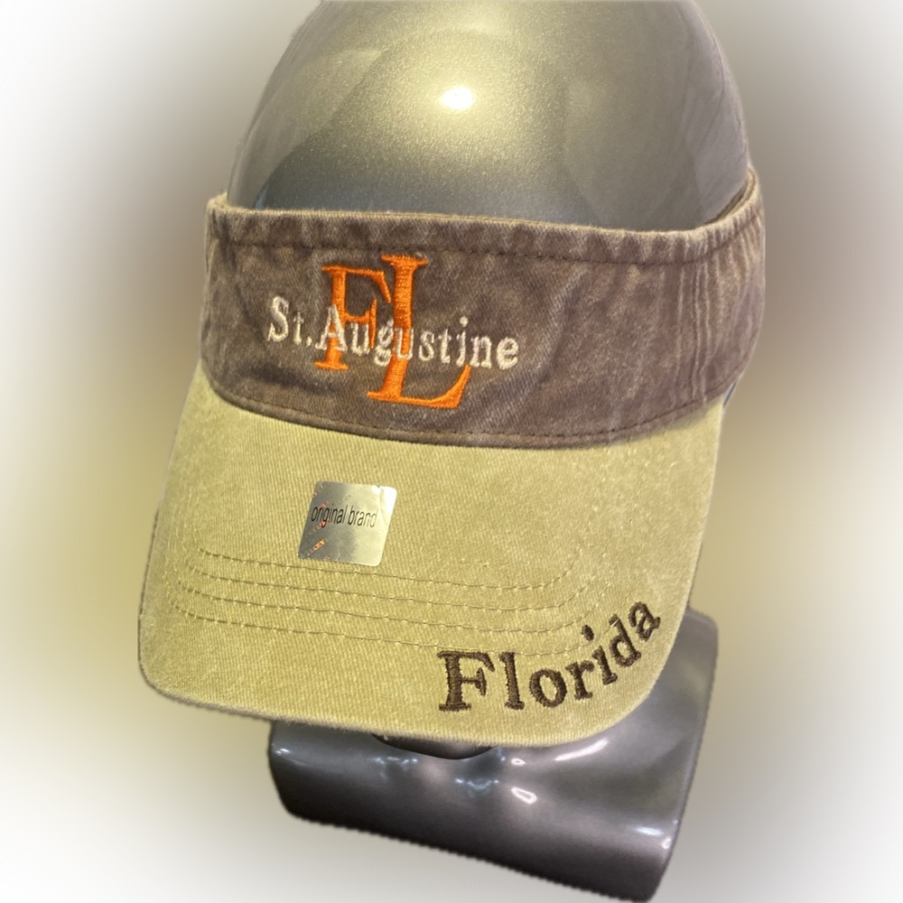 St Augustine FL Florida Ball Cap Baseball Hat Lucky 7 Brand Visor Brown Tan